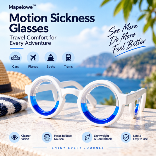 Mapelowe™ Motion Sickness Glasses – Travel Comfort for Cars, Planes & Boats